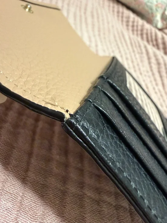 Kate Spade ♠️ Two-Tone Light Tan and Black Pebbled Leather Wallet - Picture 11 of 11